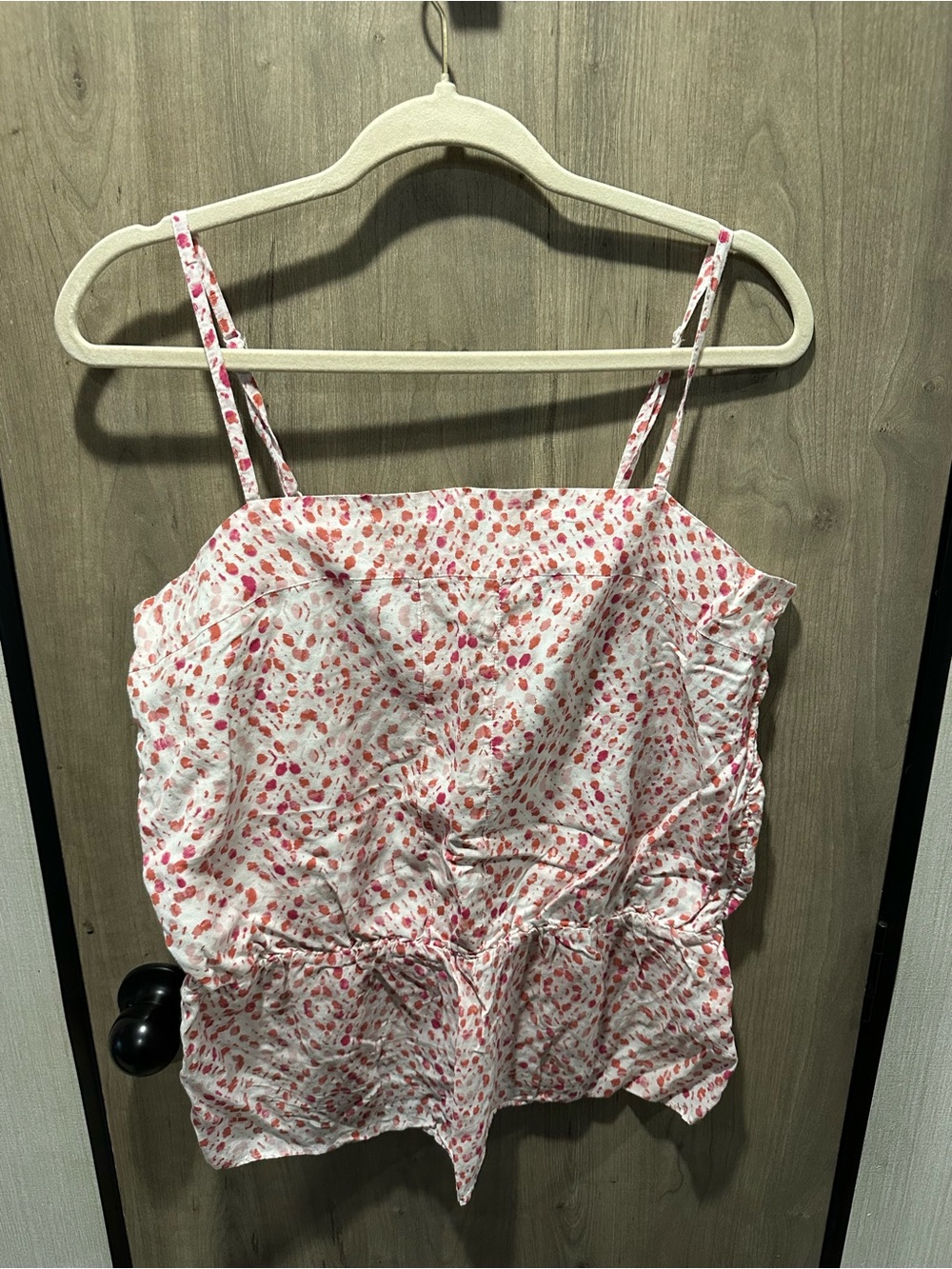 Banana Republic Floral Ruffle Peplum Cami Tank Top Pink White Size M
